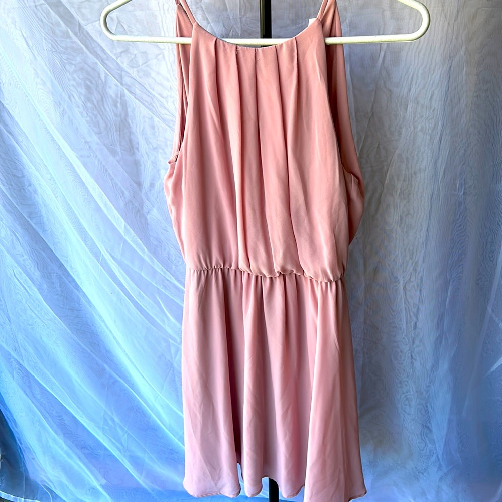 Blush colored high neck Lush Dress